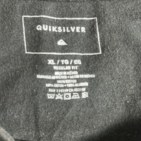 Y2K Quiksilver Shirt Mens XL Black Long Sleeve Surf Graphic Wave Logo Tee Cotton - Picture 3 of 7
